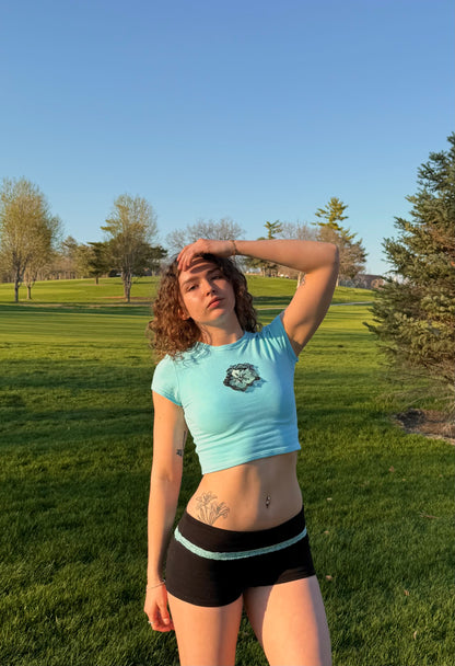 Teal blossom baby tee